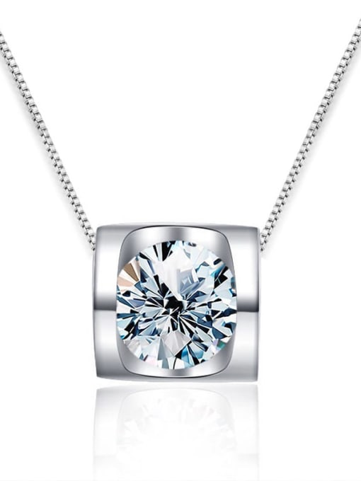 1.0 ct [Mosan diamond] 925 Sterling Silver Moissanite Square Dainty Necklace